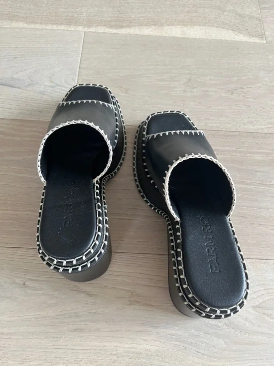 Farm Rio Black Wedge Mule Sandal - Picture 3 of 7